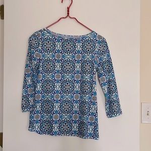 3/4 sleeve Talbots printed shirt. Petite